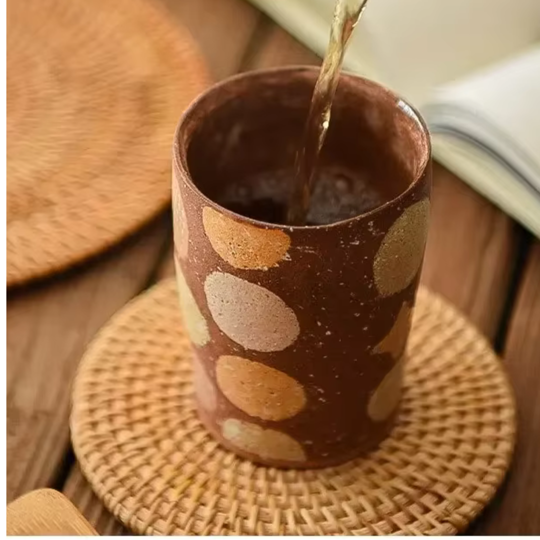 VINTAGE Glasunderlägg i rotting  handvävd rund design 6-pack