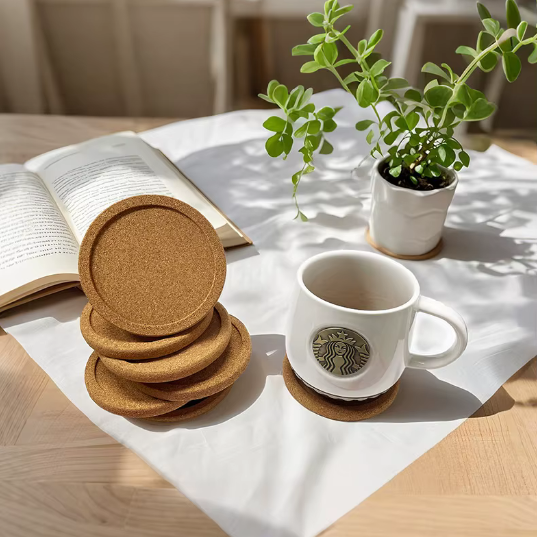 VESO Korkunderlägg rund design med ställ 8-pack