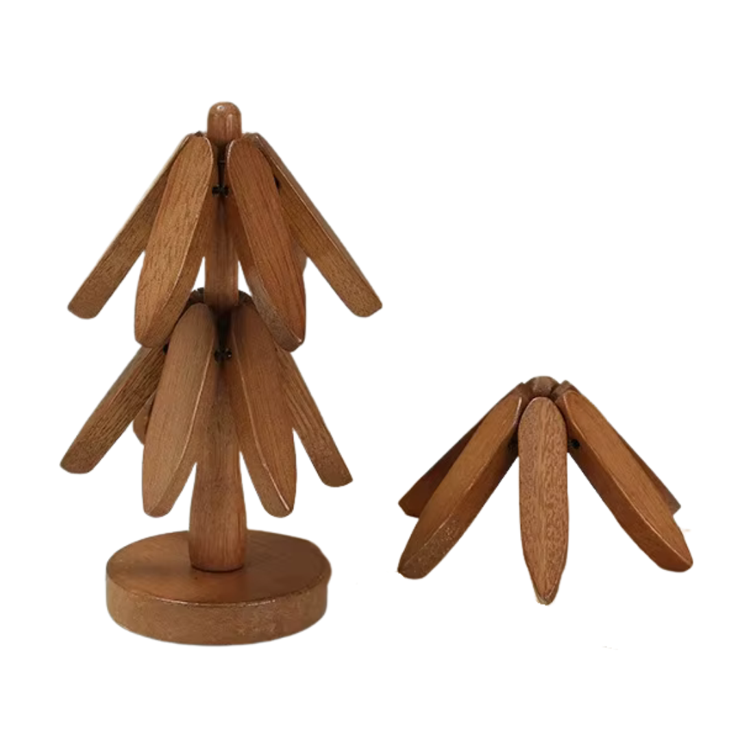 VALNÖT Trädformade underlägg med hållare – 3‑pack